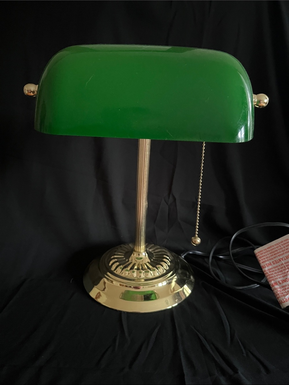 Classic Green Shade Banker-Style Desk Lamp with Brass Base